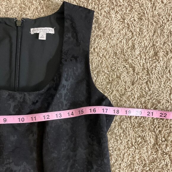 Eva Mendes NY & Co Sleeveless Square Neck Jacquard Fit & Flare Dress, Black,  12 - Picture 6 of 9